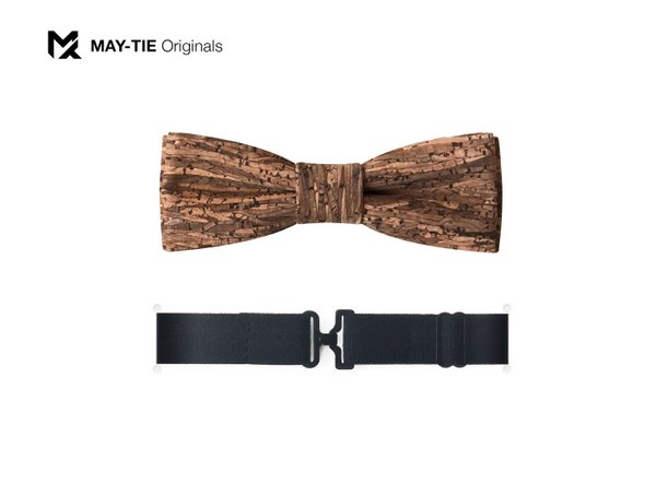 MAY-TIE Men's Bow-Tie | 100% Cork | Slim Shape | Style: Wood Brown