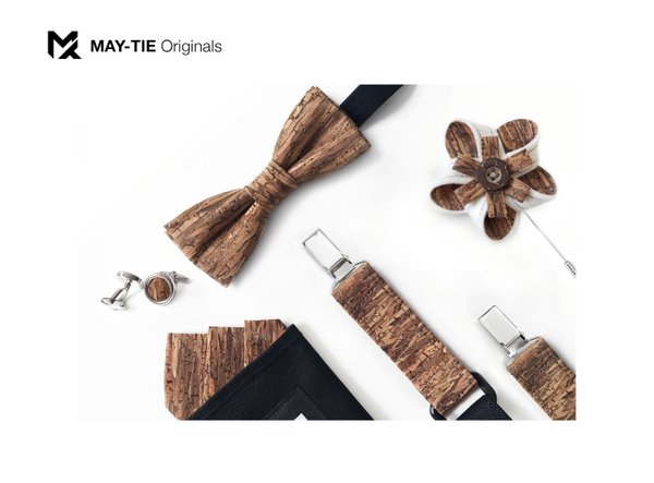 MAY-TIE cork bow tie | Slim Shape | style: Wood Brown
