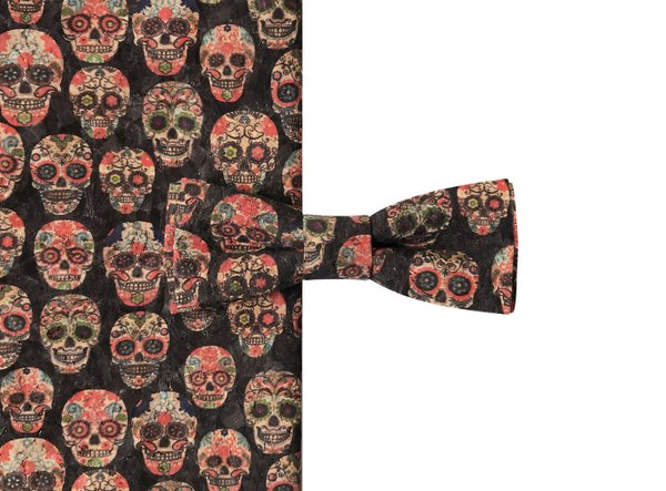 MAY-TIE cork bow tie | Slim Shape | style: Black Skull