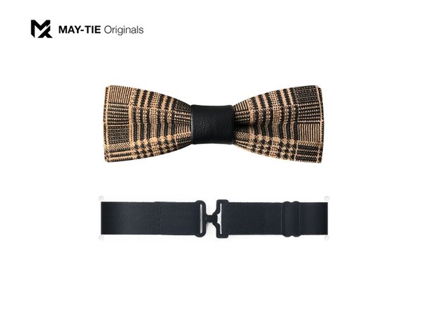 MAY-TIE Men's Bow-Tie | 100% Cork | Slim Shape | Style: Classic Check
