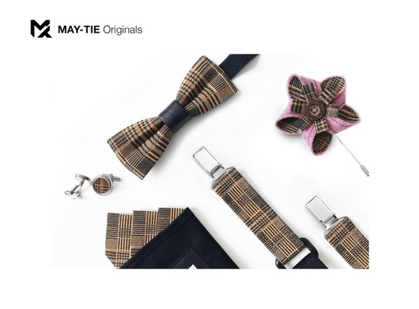 MAY-TIE cork bow tie | Slim Shape | style: Classic Check