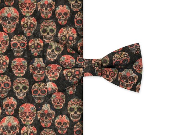 MAY-TIE cork bow tie | Classic Shape | style: Black Skull