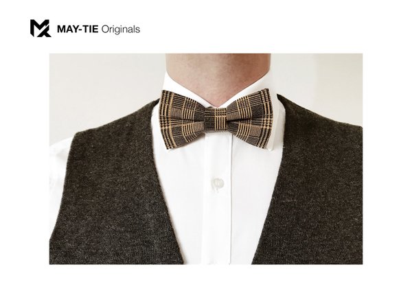MAY-TIE cork bow tie | Classic Shape | style: Classic Check