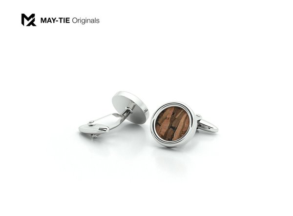 MAY-TIE brass cufflinks with cork | Classic | style: Wood Brown