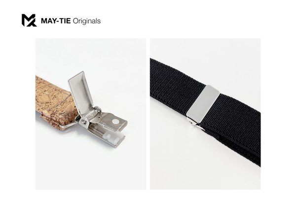 MAY-TIE cork suspenders | Iconic Y-Shape | black | style: Canyon