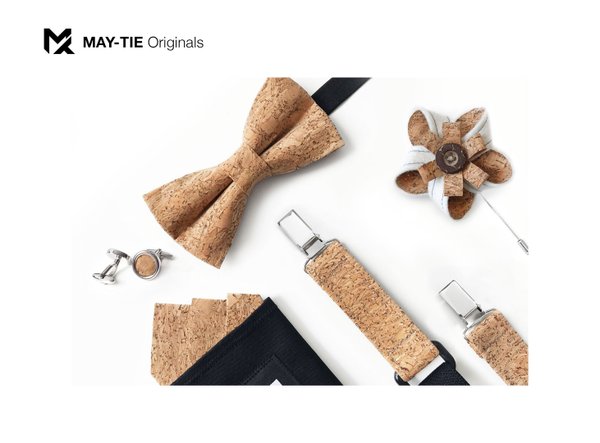 MAY-TIE cork suspenders | Iconic Y-Shape | black | style: Canyon