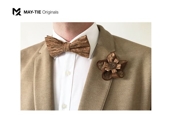 MAY-TIE new wool boutonniere | Classic | style: Wood Brown Coffee