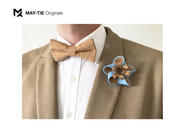 MAY-TIE new wool boutonniere | Classic | style: Canyon Aqua Blue
