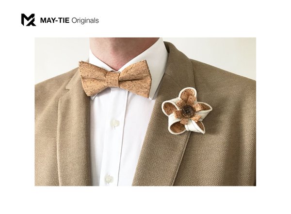 MAY-TIE Ansteckblume aus Schurwolle | Classic | Style: Canyon Natur Weiß