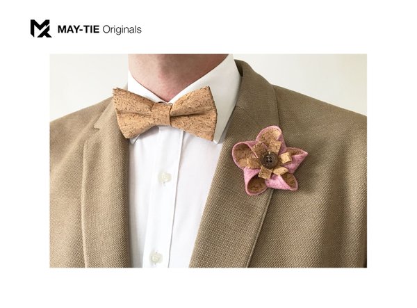MAY-TIE new wool boutonniere | Classic | style: Canyon Pink