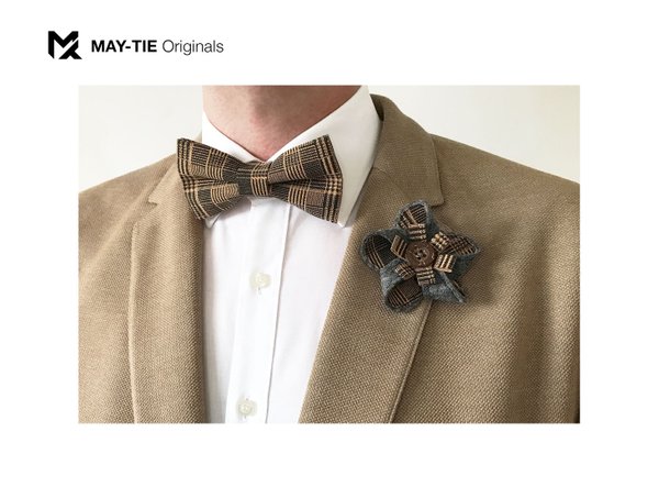 MAY-TIE new wool boutonniere | Classic | style: Classic Check Melange
