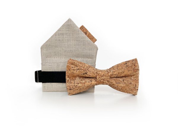 MAY-TIE Junior cork bow tie | Set with pocket square | style: Canyon