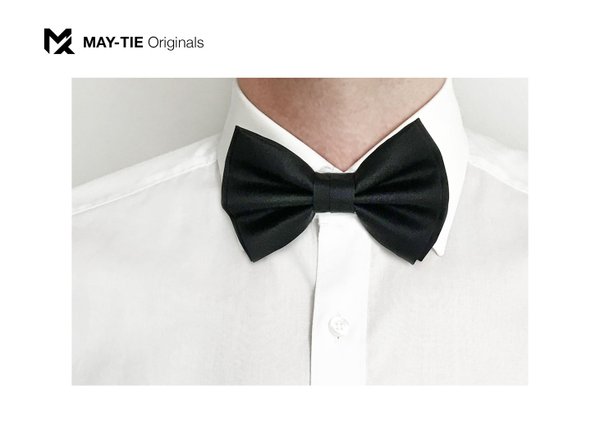 MAY-TIE BlackLine Men's Bow Tie Classic Butterfly, Black, 100% Silk