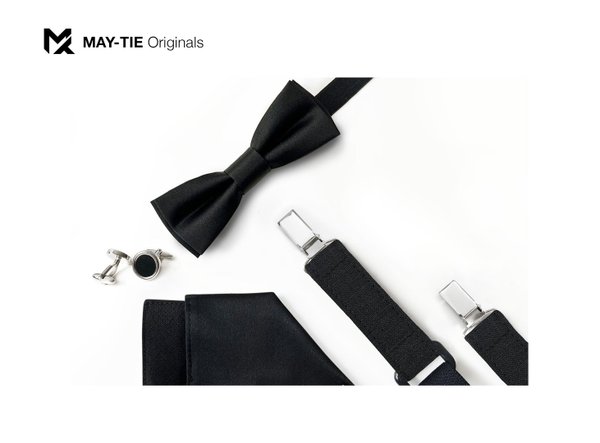 MAY-TIE BlackLine silk bow tie | black | Modern Batwing