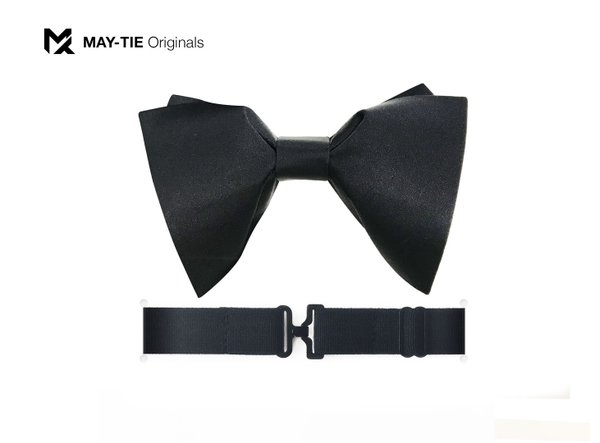 MAY-TIE BlackLine Men's Bow Tie Premium Teardrop, Black, 100% Silk