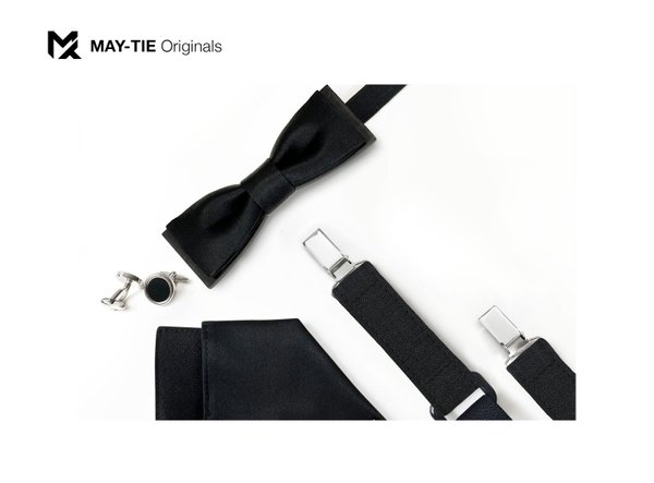 MAY-TIE BlackLine silk bow tie | black | Wooden Straight End