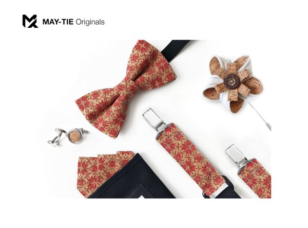 MAY-TIE cork suspenders | Iconic Y-Shape | black | style: Nordic Knit