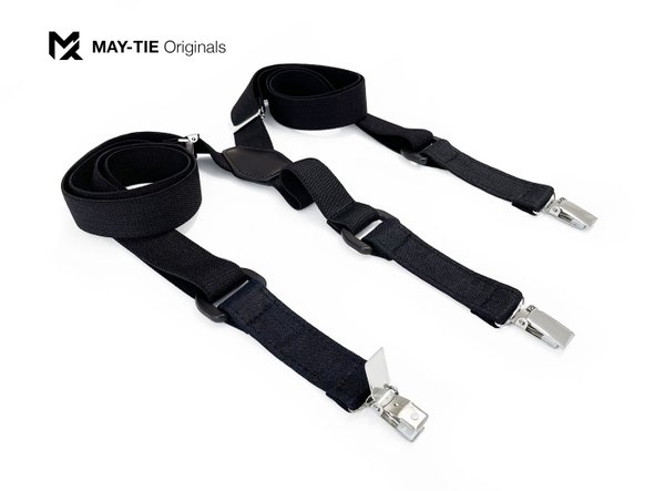 MAY-TIE Suspenders | 100% Linen | Y-Shape | Style: BlackLine