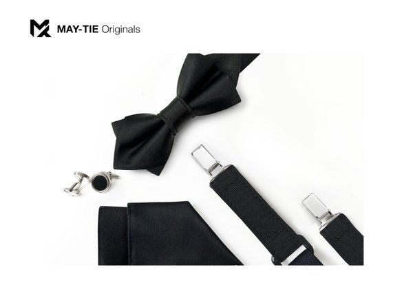 MAY-TIE linen suspenders | Iconic Y-Shape | black | style: BlackLine