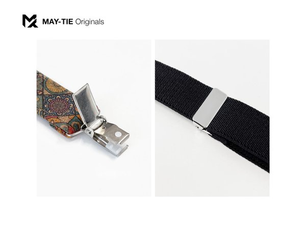 MAY-TIE Hosenträger aus Kork | Iconic Y-Shape | Schwarz | Style: Color