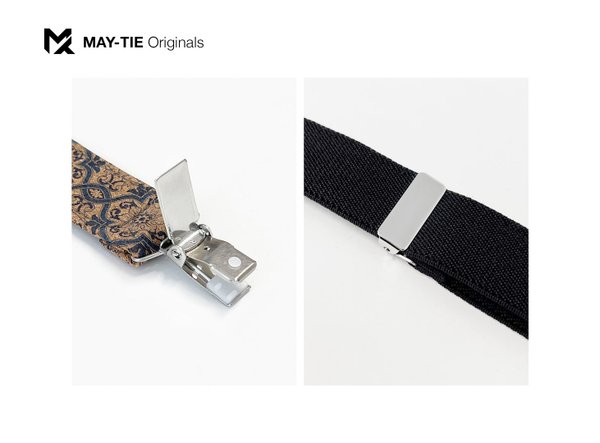 MAY-TIE cork suspenders | Iconic Y-Shape | black | style: Baroque