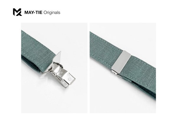 MAY-TIE Hosenträger aus Leinen | Classic Y-Shape | Style: Eukalyptus Grün