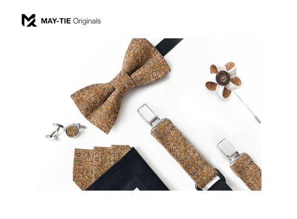 MAY-TIE cork pocket square | Pre-Fold 2in1 | style: Lemon