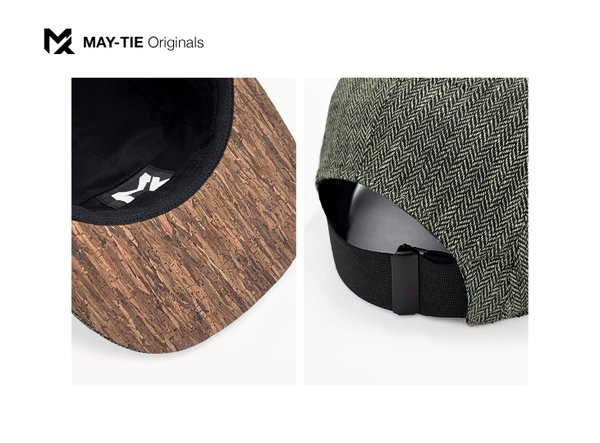 MAY-TIE 5-Panel-Cap aus Hanf mit Kork | Style: Herringbone Grün