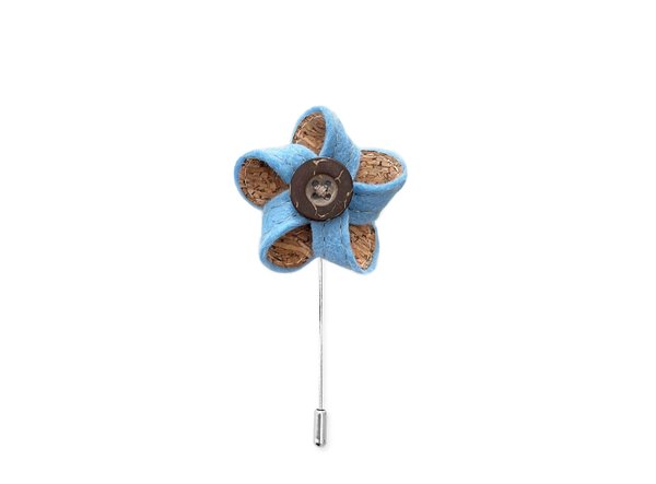 MAY-TIE Ansteckblume aus Schurwolle | Petite | Style: Canyon Aqua Blau