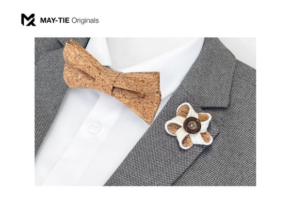 MAY-TIE new wool boutonniere | Petite | style: Canyon Nature White