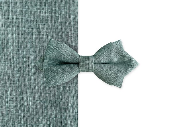 MAY-TIE Fliege aus Leinen | Diamond Point | Style: Eukalyptus Grün