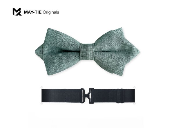 MAY-TIE linen bow tie | Diamond Point | style: Eucalyptus Green
