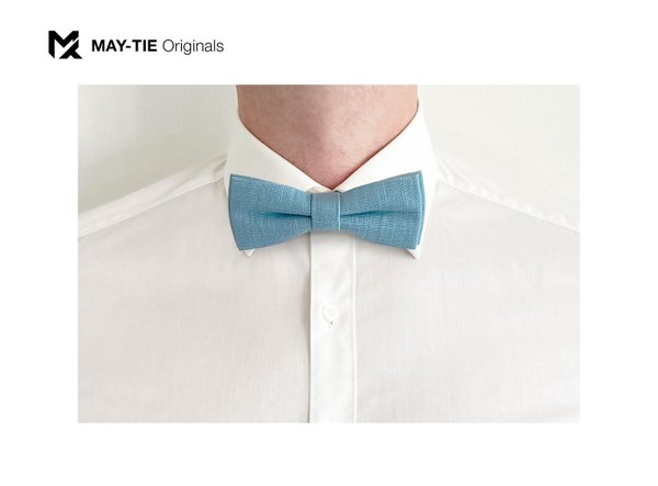 MAY-TIE linen bow tie | Large Batwing | style: Aqua Blue