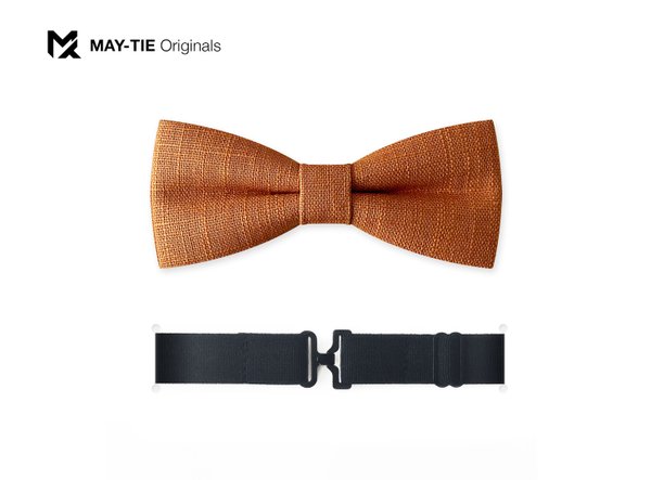 MAY-TIE linen bow tie | Large Batwing | style: Brown Orange