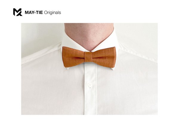 MAY-TIE linen bow tie | Large Batwing | style: Brown Orange