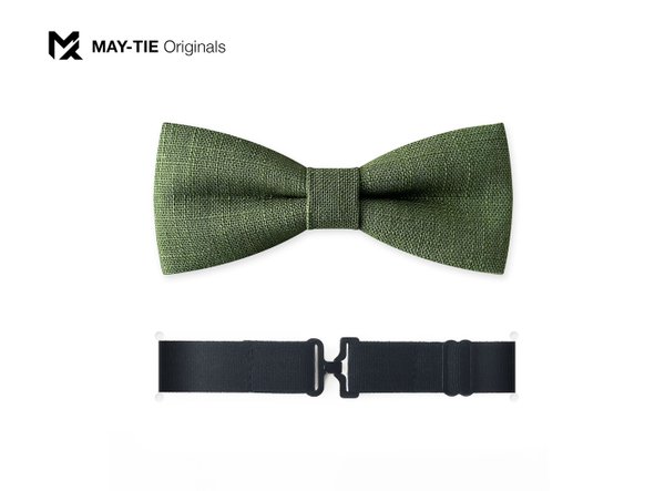 MAY-TIE linen bow tie | Large Batwing | style: Dark Green