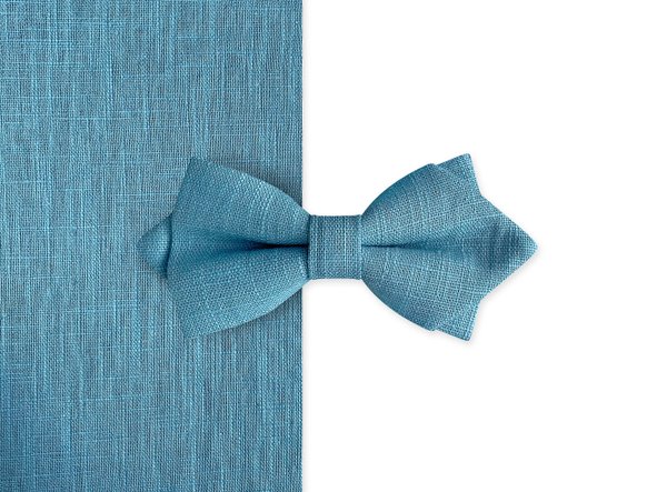MAY-TIE linen bow tie | Diamond Point | style: Aqua Blue