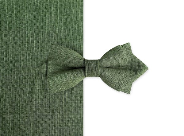 MAY-TIE linen bow tie | Diamond Point | style: Dark Green