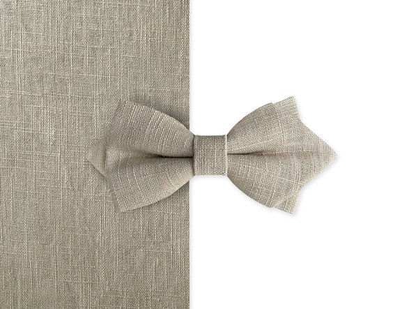 MAY-TIE linen bow tie | Diamond Point | style: Nature Beige