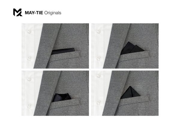 MAY-TIE BlackLine silk pocket square | Black | Free-Fold 2in1