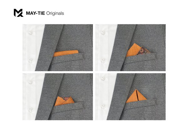 MAY-TIE Einstecktuch aus Leinen | Free-Fold 2in1 | Style: Orange Color