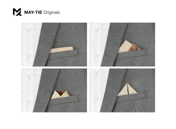 MAY-TIE linen pocket square | Free-Fold 2in1 | style: Nature Beige