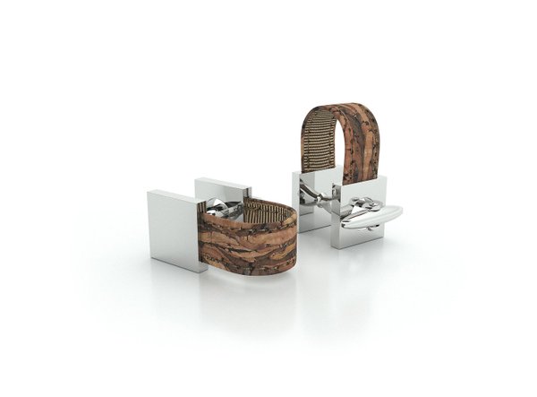 MAY-TIE brass cufflinks with cork | Iconic | style: Wood Brown