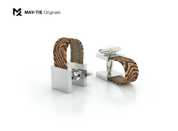 MAY-TIE brass cufflinks with cork | Iconic | style: Kambium