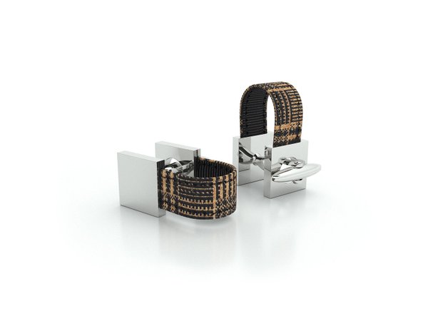 MAY-TIE brass cufflinks with cork | Iconic | style: Classic Check