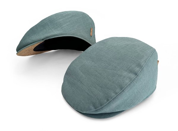 MAY-TIE flat cap linen with cork | Air | style: Eucalyptus Canyon