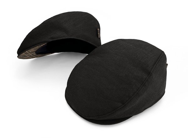 MAY-TIE flat cap linen with cork | Air | style: Black Check