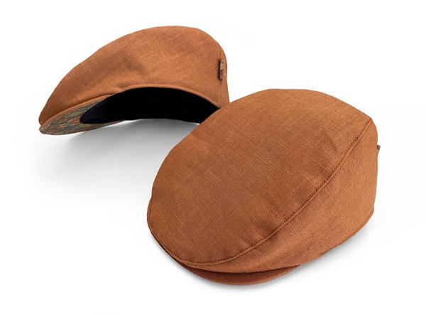 MAY-TIE flat cap linen with cork | Air | style: Orange Color