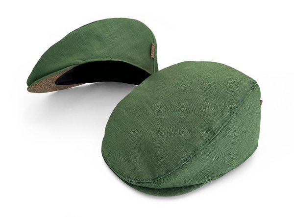MAY-TIE flat cap linen with cork | Air | style: Green Lemon