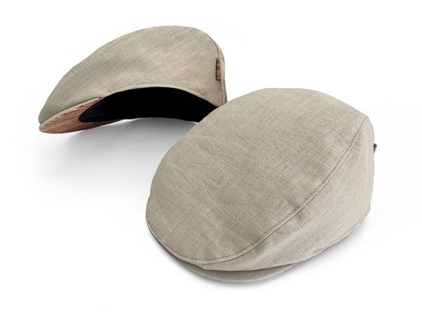 MAY-TIE Flat Cap aus Leinen mit Kork | Air | Style: Natur Beige